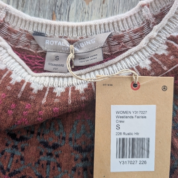 Royal Robbins Westlands Fairisle Crewneck Wool Blend Sweater Women's Small NWT - Picture 5 of 7